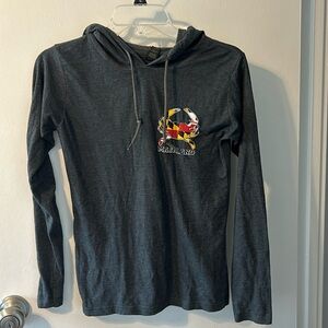 Lightweight Heather grey long sleeve pullover with hood